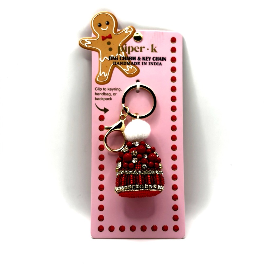 Piper K‎ Christmas Santa Beanie Hat Bag Charm Key chain New